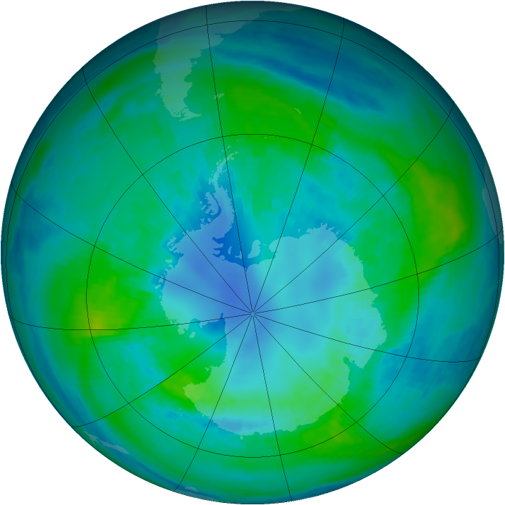 Antarctic ozone map for 15 April 1984